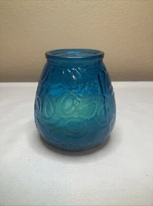 Vintage Blue Bumpy Textured Glass Style Jar Candles Restaurant Lowboy - Picture 1 of 5