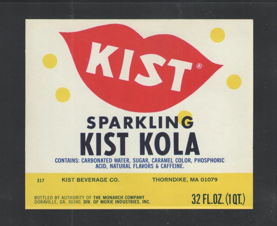 KIST KOLA COLA THORNDIKE MA 1960 {ETIQUETA GRANDE 3 3/4" X 4 1/2" } SIN USAR Foto 1 de 1