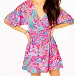 Lilly Pulitzer Women’s Parigi Pink Shell Skort Romper Size XL - Picture 1 of 9