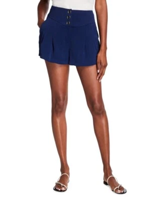 Ramy Brook Size 0 27x2 Damon High Waisted Navy Shorts Pleated Straight Preppy - Image 1 of 4