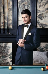 Navy Tuxedo Jacket with Black Peak Lapels Traditional Fit - Picture 1 of 1