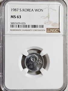 South Korea 1 Won 1987 NGC MS 63 - Picture 1 of 2