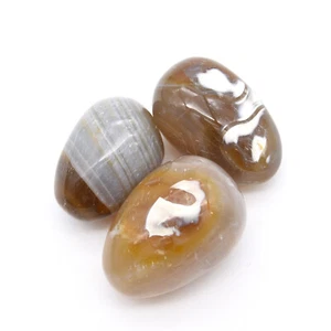 Agate 3x Tumbled Stones 25x35mm - Picture 1 of 2