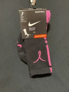 Nike Elite Breast Cancer KayYow Crew Socks Pink/Black Size M SX4512-066 BIN 11 - Picture 1 of 2