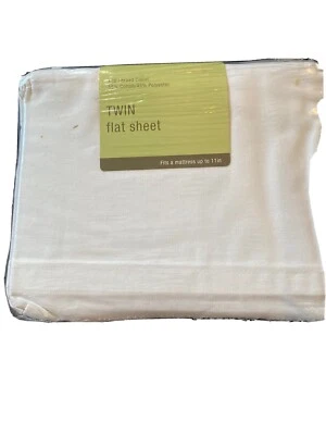 NEW Twin Artic White Flat Sheet 130 Thread Count 55% cotton 45% polyester - Image 1 of 4