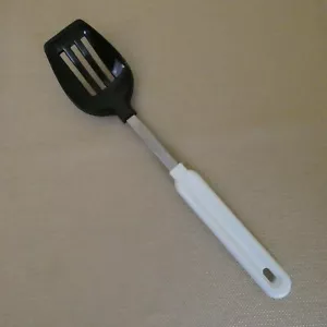 Robinson Nylon Slotted Spoon 11.5" w/White Plastic Handle Made in USA - Picture 1 of 5