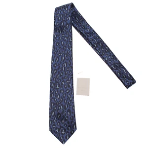 Paolo Albizzati NWT Neck Tie in Dark and Light Blue Leopard Print 100% Silk - Picture 1 of 10
