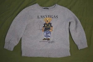 Polo Ralph Lauren Sweater Boys Grey 3/3T Las Vegas Polo Bear Crew Neck Pullover - Picture 1 of 4