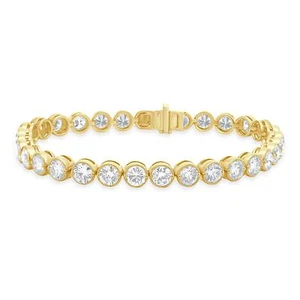 18 Karat Yellow Gold Bezel Set Diamond Inline Tennis Bracelet - Picture 1 of 4