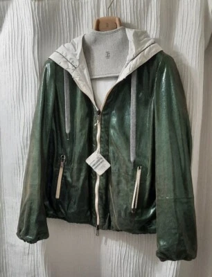 8995 $ BRUNELLO CUCINELLI MUJER CUERO REVERSIBLE CAPUCHA BOMBER TALLA: US M/42EU Foto 1 de 4