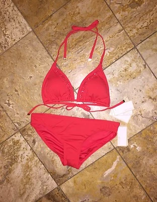 Michael Kors Bohemian Rhapsody Swimsuit Coral Bikini 2pc Set Womens Nwt - Image 1 of 3