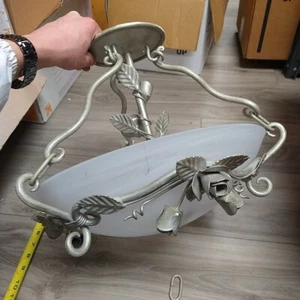 Kalco Flower & Vine 3 Light 18 "W Semi-Flush Bowl Ceiling Fixture White / Silver - Picture 1 of 13