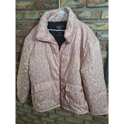 A$$ holes live forever pink puffer Jacket size xl unisex - Image 1 of 4