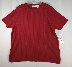 Maglia Alfred Dunner NUOVA rosso scarlatto manica corta corda diamantata torsione spedizione VELOCE - Foto 1 di 15