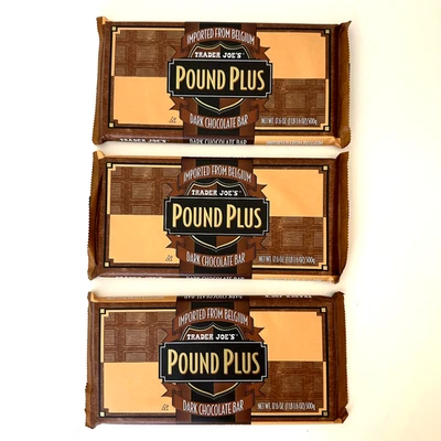3 X Trader Joe's Pound Plus Belgium Dark Chocolate Bar 3 HUGE PACKS - Image 1 of 2