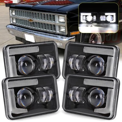 4x DOT 4x6" LED Headlights HI-LO Beam DRL For Chevy Pickup 81-87 C10 K10 Blazer - Image 1 of 4