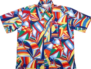 GOTTEX VINTAGE NAUTISCHES SEGELBOOT HERREN LARGE HAWAII KURZARM CAMP HEMD SS - Bild 1 von 11