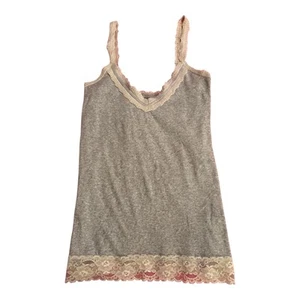 VINTAGE Abercrombie Gray Layering  Lace Tank Top S - Picture 1 of 5