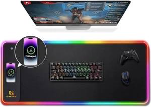 Tappetino Mouse Gaming RGB Con Ricarica Wireless Da 15W, 800X300X4Mm - Tappetino - Foto 1 di 12