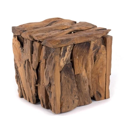 TREIBHOLZ SITZBOX "TEAK 30" | 30x30x30 cm, Recyclingholz | rustikaler Holzhocker - Bild 1 von 4
