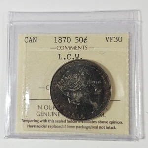 1870 - LCW - RP5 - Canada 50 fifty cents - KM# 6 - ICCS CERTIFIED VF-30 - CD-038 - Imagen 1 de 12