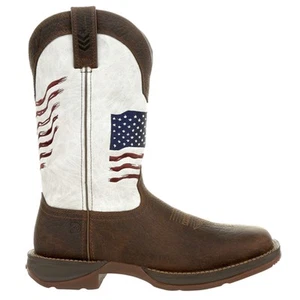 Durango Durango Distressed Flag Embroidery Western Mens Brown, White Casual Boo - Picture 1 of 5