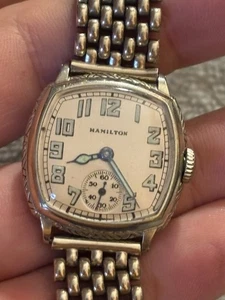 Stunning Vintage Art Deco Men's 14K Gold Filled Hamilton 987 watch Working ~1930 - Picture 1 of 17