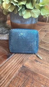 CARTERA DE COLECCIÓN WHITING & DAVIS CREMALLERA CON PORTAMONEDAS MALLA TURQUESA METAL USADA EN EXCELENTE ESTADO - Imagen 1 de 7