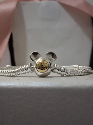 Pandora Disney autêntico novo Mickey 100º aniversário pulseira corrente cobra 6.7  - Imagem 1 de 4