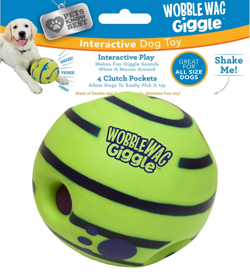 Brinquedo de enriquecimento de rolamento Wobble Wag Giggle Ball para diversão, brinquedo interativo - Imagem 1 de 1