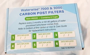 WATERWISE 7000 & 9000 Certified Carbon Post Filters Item 6505 5 Cups Coconut NOB - Picture 1 of 3