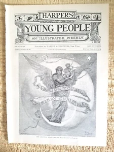 DER WEIHNACHTSENGEL VON KIRCHE.VTG HARPER'S 1884 11" x 8" GRAVURDRUCK*85 - Bild 1 von 3