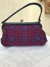 Vintage Welsh Wool Tapestry Handbag Pink And Purple - Lining Needs Attention