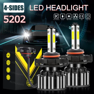 STONE BANKS 5202 6000K LED Fog Light Bulbs 2504 9009 High Power White 120W 32000LM 4sided