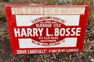 Real Estate Sign 1940s 1950s Harry L Bosse Elkridge Halethorpe Baltimore MD - Picture 1 of 4