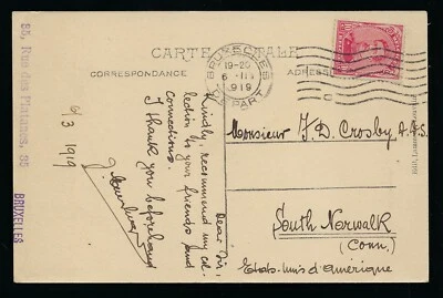 1919 年比利时卡特邮票美国带 1915 - 1920 年 10c 二手邮票 SCOTT 112 — 第 1/2 张图片