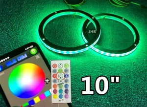 2PCS 10" Bluetooth RGB Color Changing LEDs 1/2"Spacer Audip Speaker Rings Lights - Picture 1 of 12