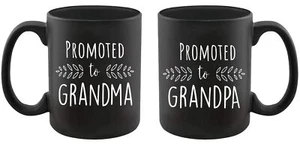 Pregnancy Announcement For Grandparents Black Coffee Mugs - Grandma To Be & G... - Picture 1 of 8