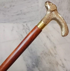 Beautiful Solid Goat Head Handle Victorian Handmade Wooden Walking Stick Cane - Picture 1 of 6