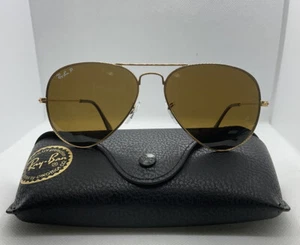 Ray-Ban 58mm Aviator Classic Gold Sunglasses - Brown Glass Polarized - Picture 1 of 4