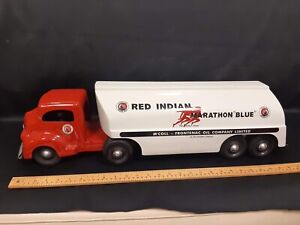1940s MINNITOY - Red Indian - Pressed Steel Tanker Truck Toy RESTORED