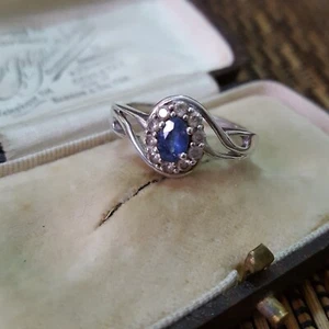 Anillo de plata de ley 925, anillo de tanzanita y topacio genuino, tamaño R.5 EE. UU. 8.75  - Imagen 1 de 7