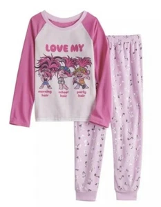 Dreamworks Trolls "Love My Party Hair" 2-Piece PJ Set- Girl's Sizes 4 or 6 NEW - Picture 1 of 3