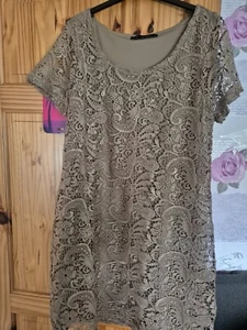 Next Taupe/ Gold made with Love lace dress 18 - Picture 1 of 8