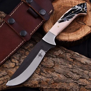 Custom Hand forged High Carbon 1095 Steel Hunting Knife Resin Handle W/ SHeath - Picture 1 of 7