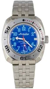 Vostok Amphibia 710382 Watch Scuba Diver Mechanical Automatic Blue USA Seller - Picture 1 of 8
