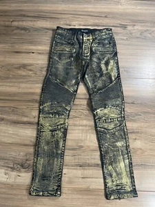 Men’s CJ Black Premium Skinny Flex Jeans Size 28/30 Black/ Gold - Picture 1 of 10