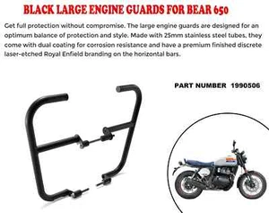 "BLACK LARGE ENGINE GUARD" FIT FOR ROYAL ENFIELD BEAR 650 - Bild 1 von 3