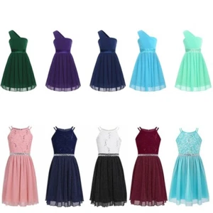 Kids Girls Floral Lace Sequins Birthday Party Wedding Bridesmaid Flower Dresses - Picture 1 of 51