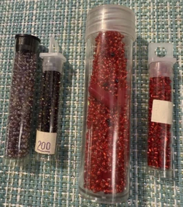 Vintage LOT 4 TUBES TINY BEADS MIXED LOT RED ETC ESTATE AFTER LONG STORAGE - Picture 1 of 6